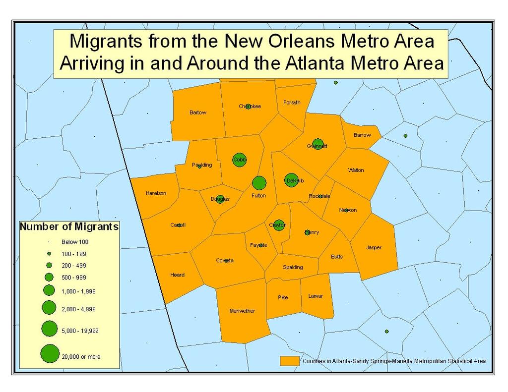 Figure 11: Migrants from the New Orleans MSA Arriving in and Around the