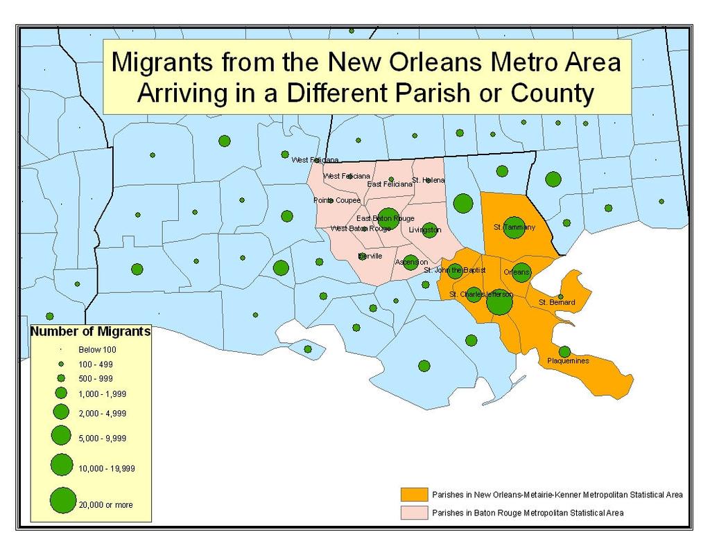 Figure 14: Migrants from the New Orleans Metro Area Arriving in a