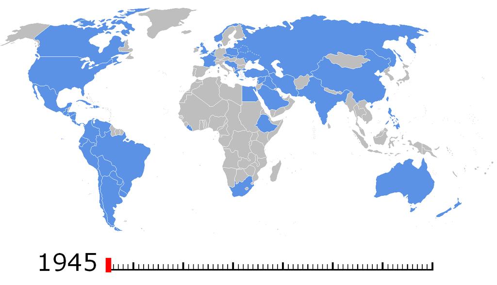 Modern Day UN The UN now has a total of 192 admissioned countries being represented in the General Assembly. Since the 1970s, the UN has expanded its activity into less developed nations.