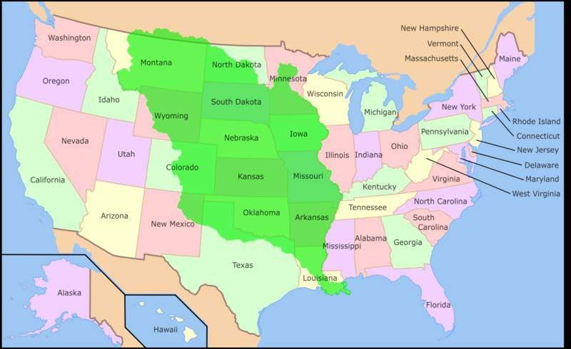 The Louisiana Purchase Basics This map shows the current states of the United States with the territory