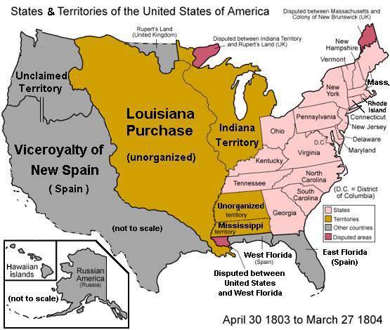 The Louisiana Purchase Maps This map shows the states and territories of the United States in 1804.