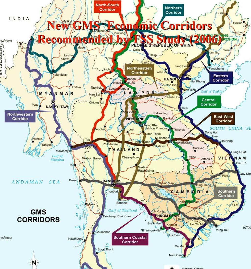 Chi Minh City (Viet Nam)-Vung Tau (Viet Nam); The Northern Sub-Corridor. Bangkok-Siem Reap-Stung Treng-Rattanakiri-O Yadov-Pleiku-Quy Nhon Northern Sub-corridor; and The Southern Coastal Sub-Corridor.