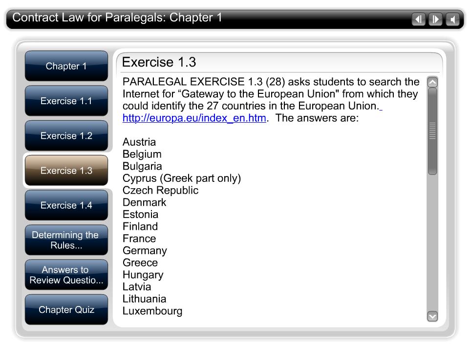 Exercise 1.3 Tab Text PARALEGAL EXERCISE 1.