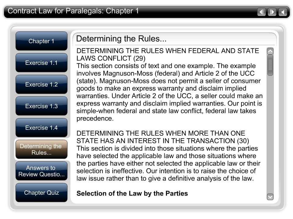 Determining the Rules... Tab Text DETERMINING THE RULES WHEN FEDERAL AND STATE LAWS CONFLICT (29) This section consists of text and one example.
