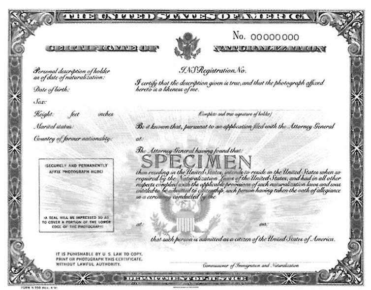 U.S. Certificate