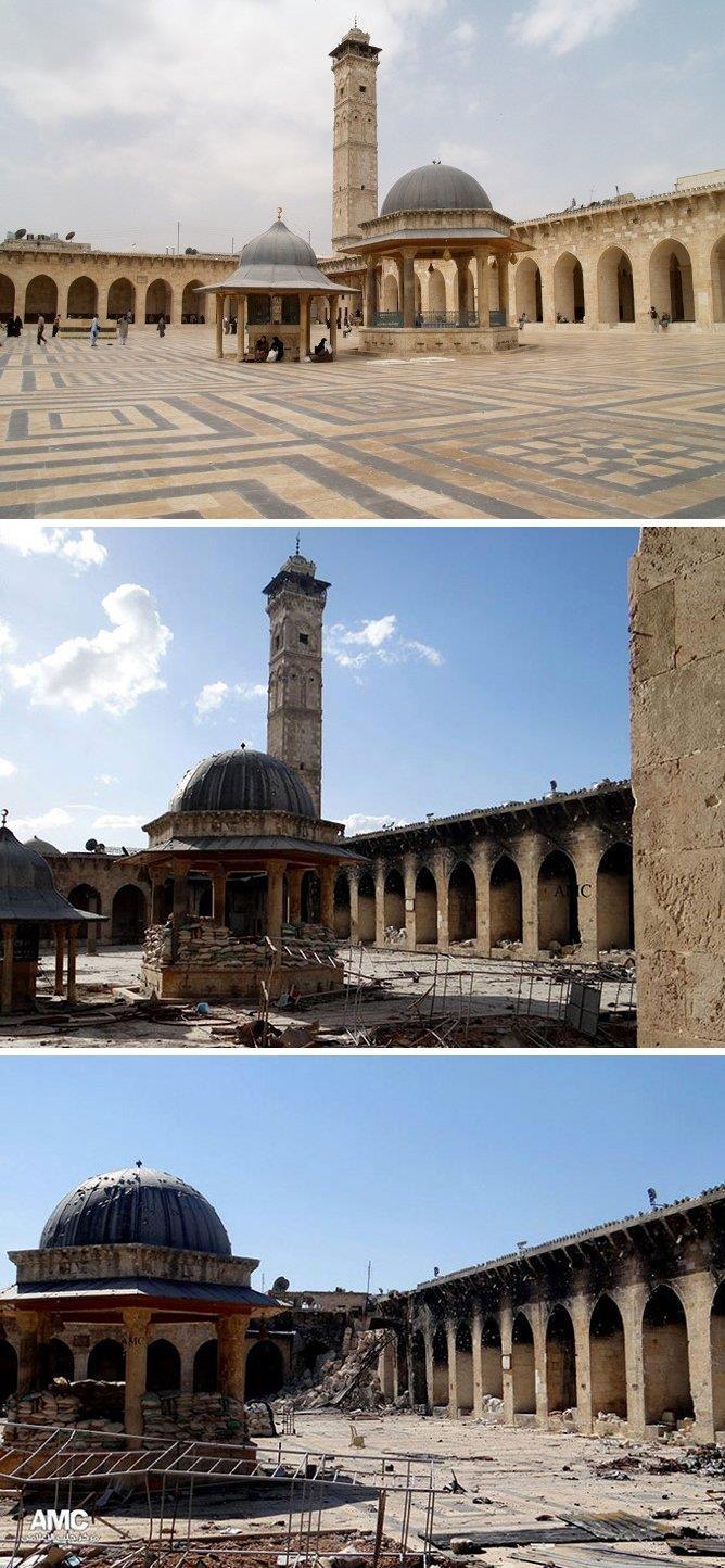 destruction does occur, such as in the case of two of Aleppo s major cultural features the Umayyad Mosque minaret in Figure 7 the blame for the destruction is passed back and forth between sides