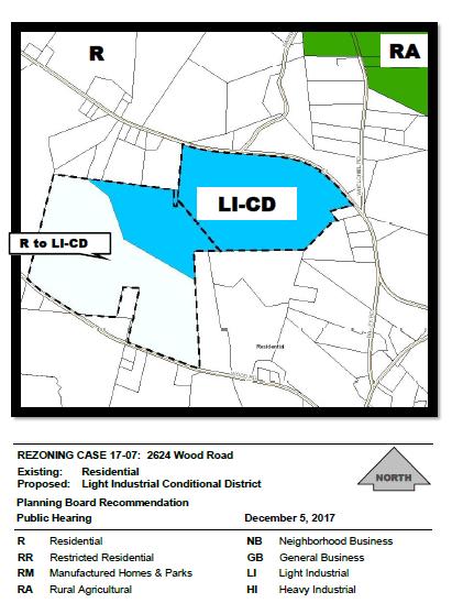 PLANNING DEPARTMENT: REZONING CASE 17-07 (Schedule Public Hearing for December 5, 2017) The Planning Department is requesting to set a Public Hearing for Tuesday, December 5, 2017 to rezone a portion