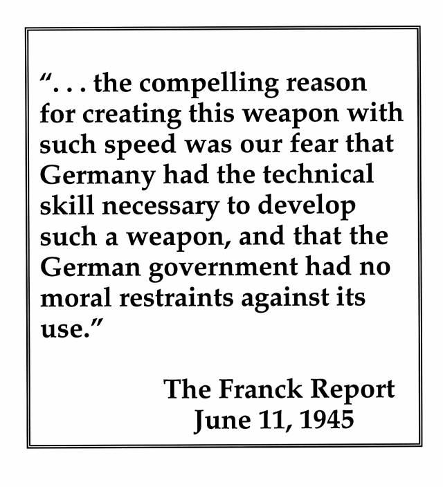 The Franck Report of 1945 was the first scientists