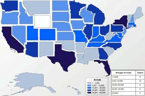 US Arrival of Refugees by State FY2006 2015