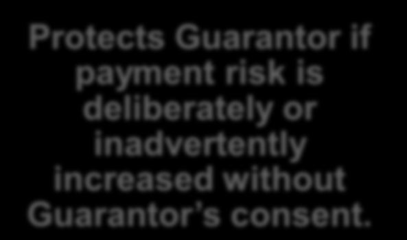 (usually by relatives) Protects Guarantor if payment risk is
