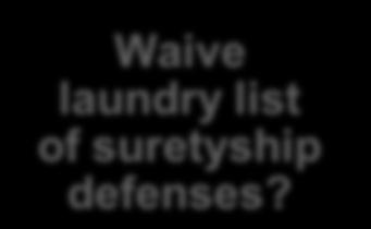 How to Waive Suretyship Defenses: Waive laundry list of suretyship defenses?