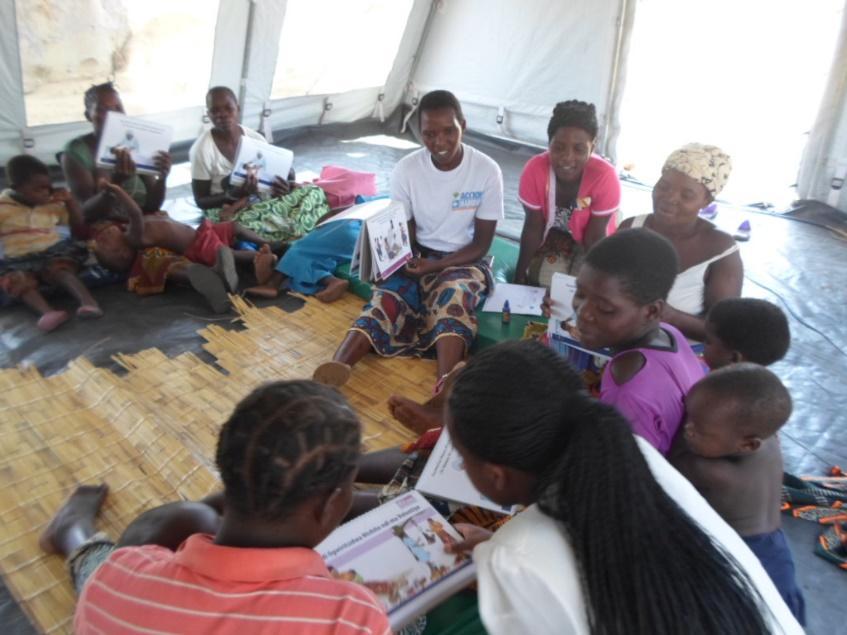 The main activities in the tent included IYCF counselling sessions, child play and early stimulation activities, nutrition assessment and individual counselling sessions for identified cases of