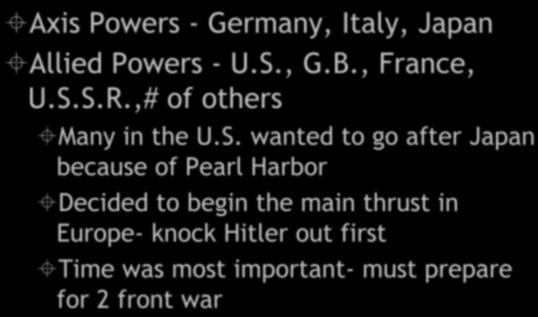 World War II Chapter 35 Allied St