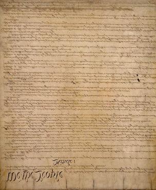 The Constitution of the United States (Preamble) The original document We the People of the United States, in order to form a more perfect Union, establish justice, insure domestic tranquility,