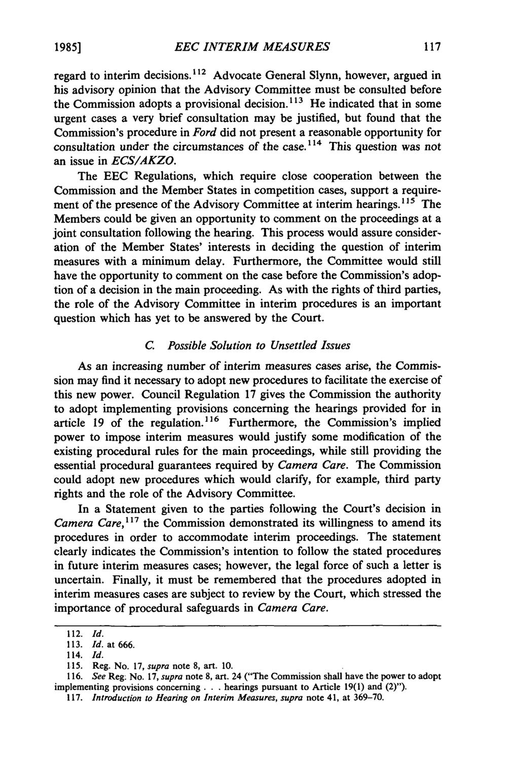 1985] EEC INTERIM MEASURES regard to interim decisions.