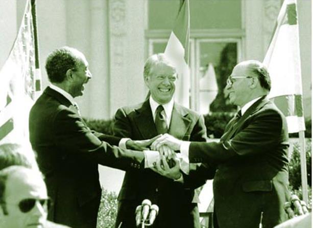 President Carter, the President of Egypt, Anwar El Sadat, and the Israeli Prime minister,