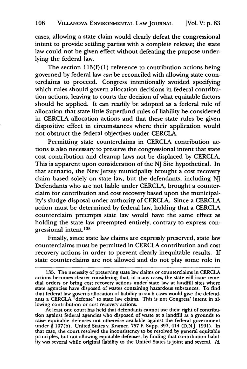 Villanova Environmental Law Journal, Vol. 5, Iss. 1 [1994], Art. 5 106 VILLANOVA ENVIRONMENTAL LAW JOURNAL [Vol. V: p.