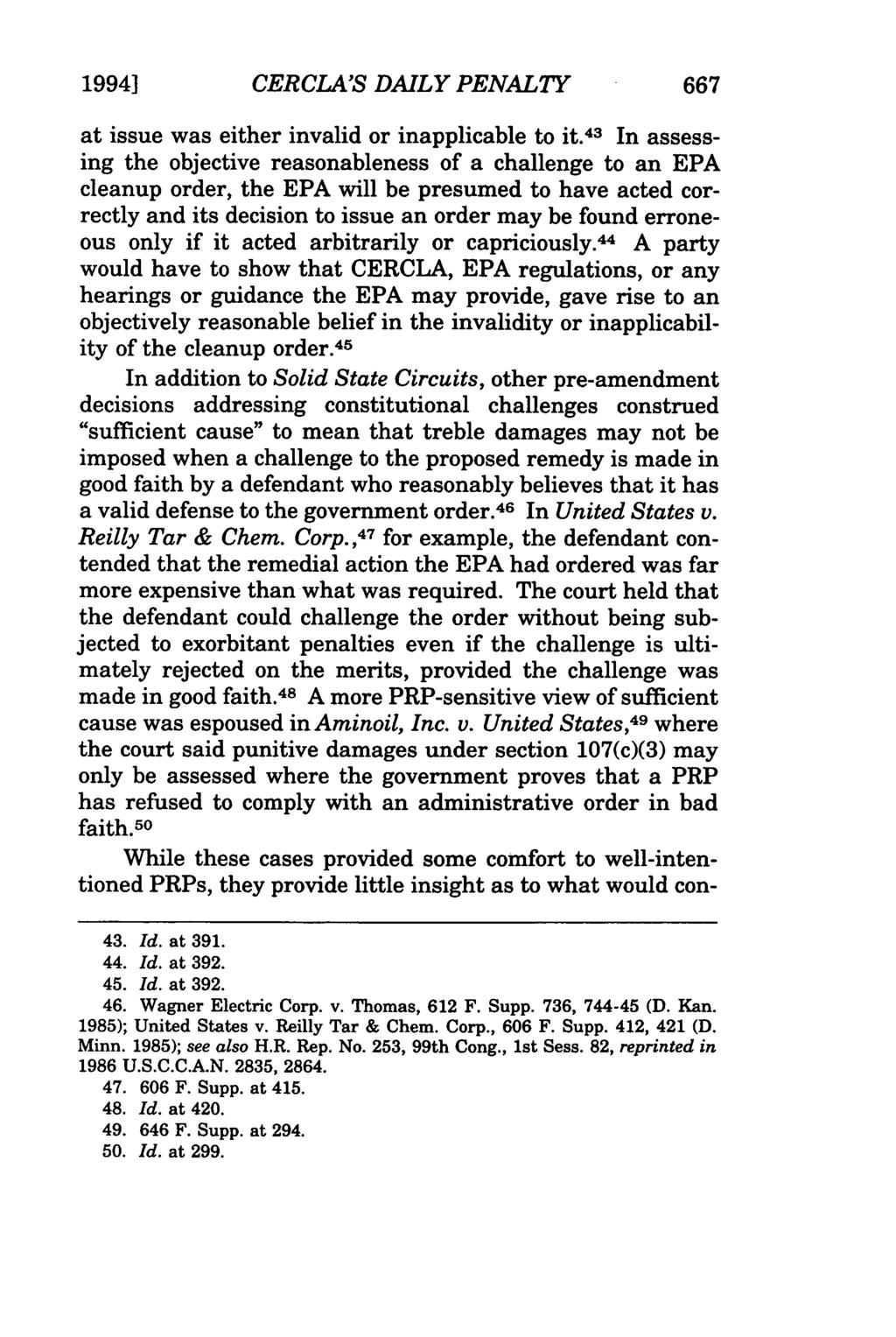 1994] CERCLA'S DAILY PENALTY at issue was either invalid or inapplicable to it.