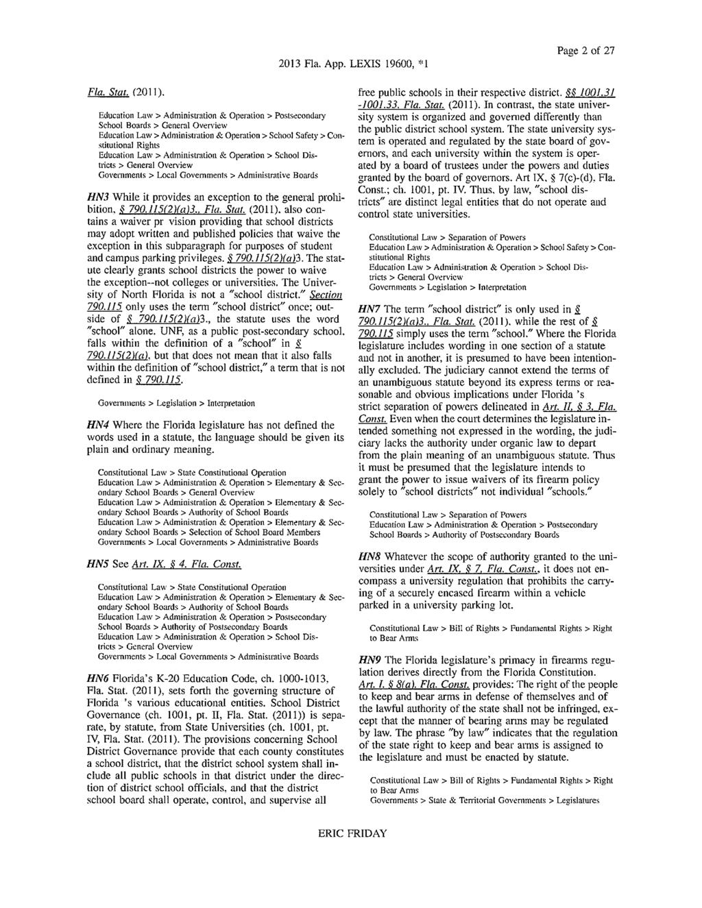 2013 Fla. App. LEXIS 19600, *1 Page 2 of 27 Fla. Stat. (20in.