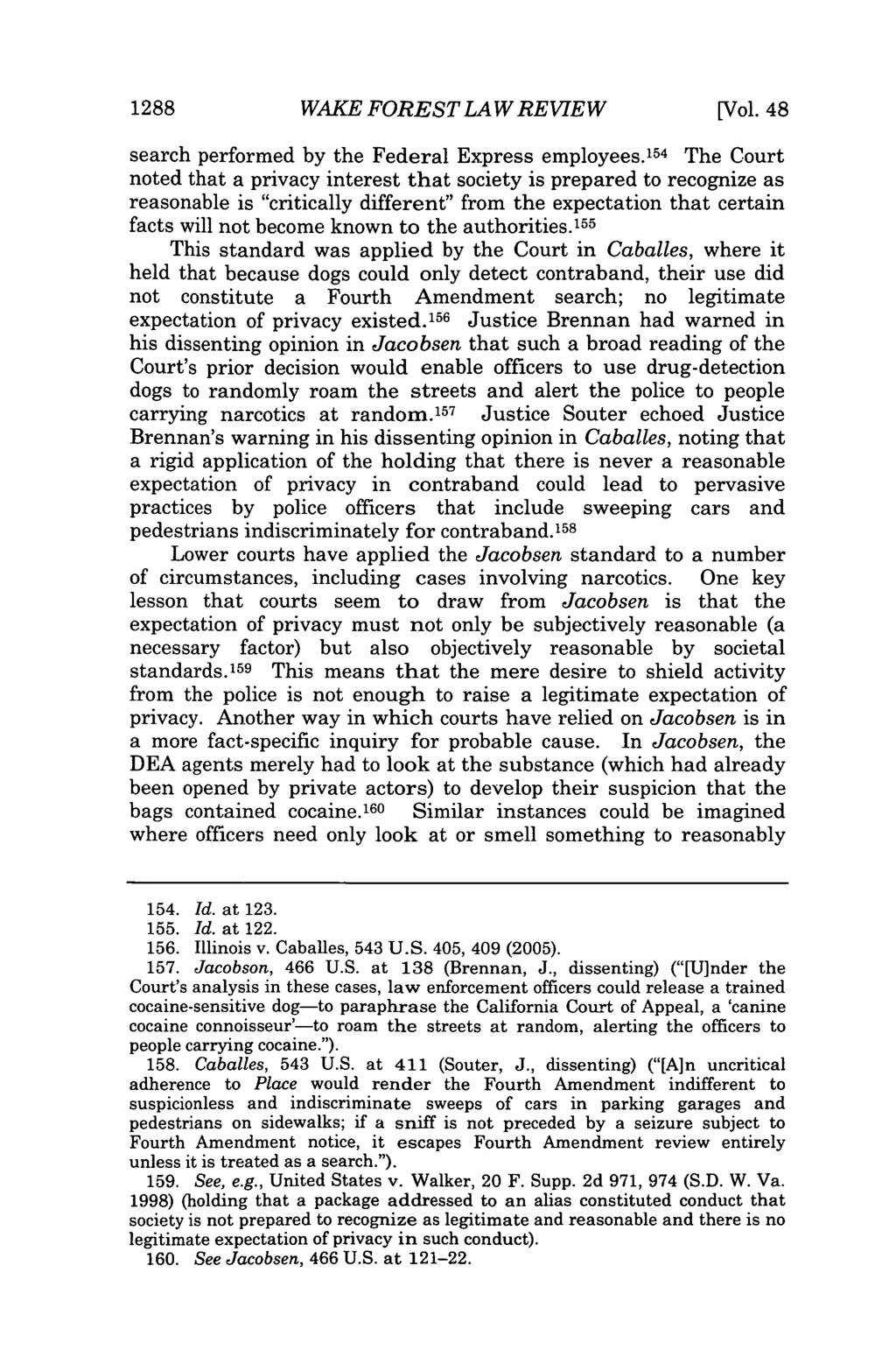 1288 WAKE FOREST LAW REVIEW [Vol. 48 search performed by the Federal Express employees.