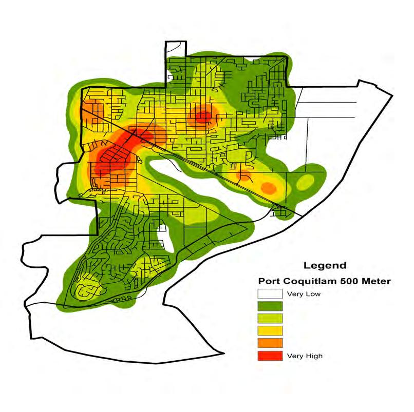 FIGURE 10: PROPERTY CRIME HOTSPOTS IN PORT COQUITLAM IN 2015 With the exceptions of the unemployment rate, labour force participation, and proportion of residents who self-identified as Aboriginal,