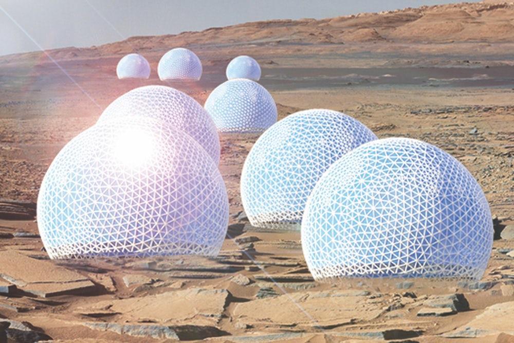 MIT Mars City Concept An MIT team won first place for urban design with the Redwood Forest, a series of woodsy habitats enclosed in open, public domes that would reside on the Martian surface.