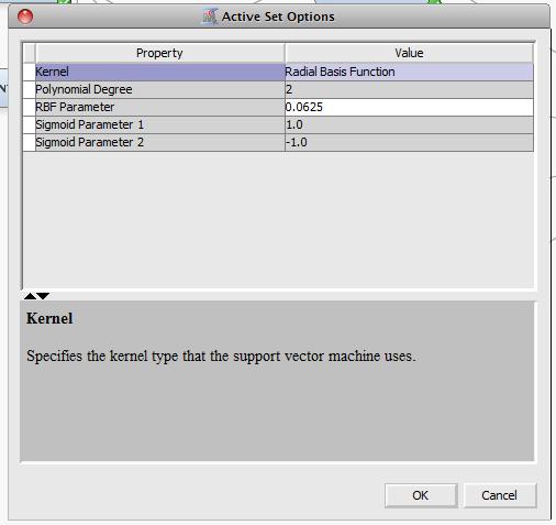 SVM in SAS EM See the various options for the kernel used and