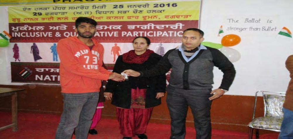 Election Officer, Kapurthala giving Award