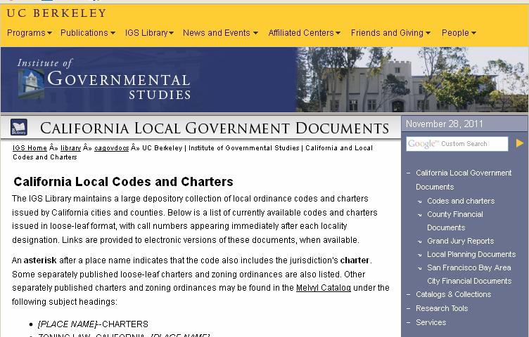 California Local Codes and Chartershttp://igs.
