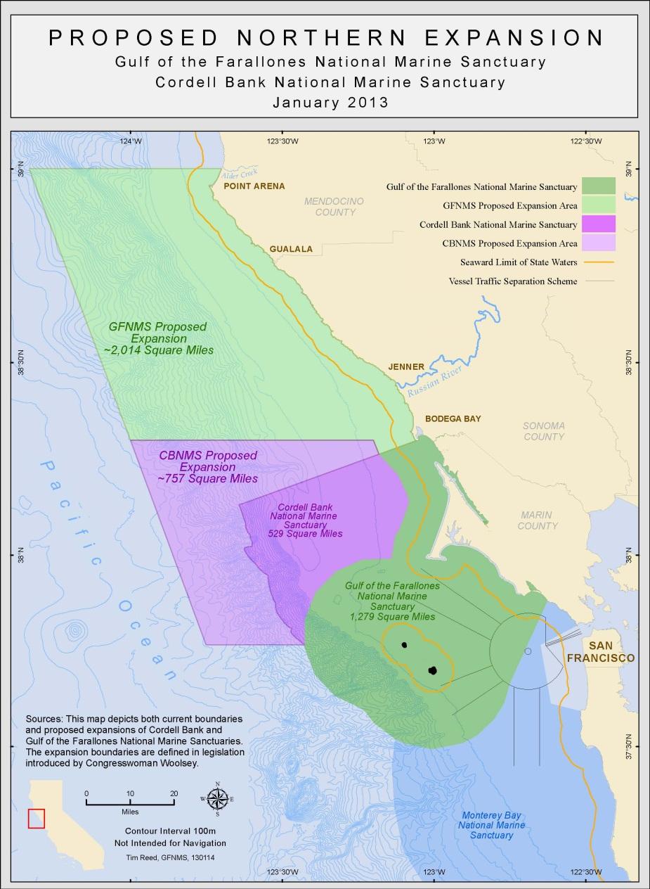 Proposal for Expansion NOAA is considering extending the boundaries of the two sanctuaries from Bodega Bay (Sonoma County) to Alder Creek (Mendocino County) and beyond