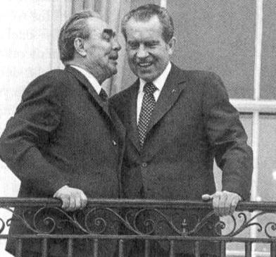NIXON GOES TO THE U.S.S.R. In 1972, Nixon made a trip to Moscow. Met with Soviet Premier Leonid Brezhnev. In 1973, Brezhnev visited the White House.