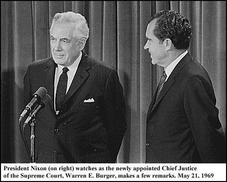 A Battle Over the Supreme Court During the 1968 campaign, Nixon had criticized the Supreme Court for being too liberal During Nixon s 1 st term, 4 justices retired, including Chief Justice Earl