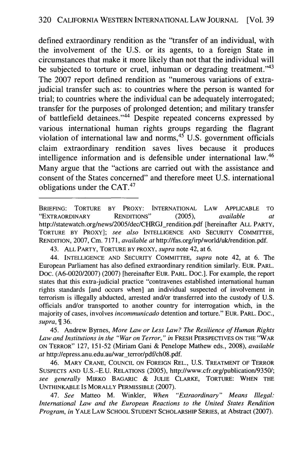 320 California Western International Law Journal, Vol. 39 [2008], No. 2, Art. 4 CALIFORNIA WESTERN INTERNATIONAL LAW JOURNAL [Vol.