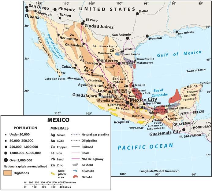 Mexico: Physiography Mexican landmass Two peninsulas & an isthmus Mountain backbone Sierra Madre Occidental & Sierra Madre Oriental