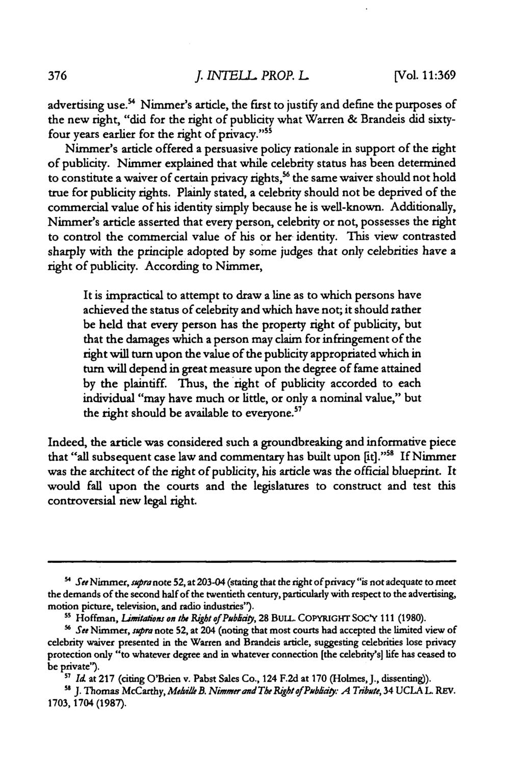 Journal of Intellectual Property Law, Vol. 11, Iss. 2 [2004], Art. 6 J. INTELL PROP. L [Vol. 11:369 advertising use.