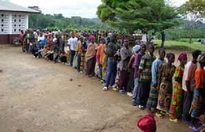 FIRST ROUND ELECTION DAY Liberians went to the polls in massive numbers on October 11, 2005, and demonstrated their strong desire for peace and democratic governance.