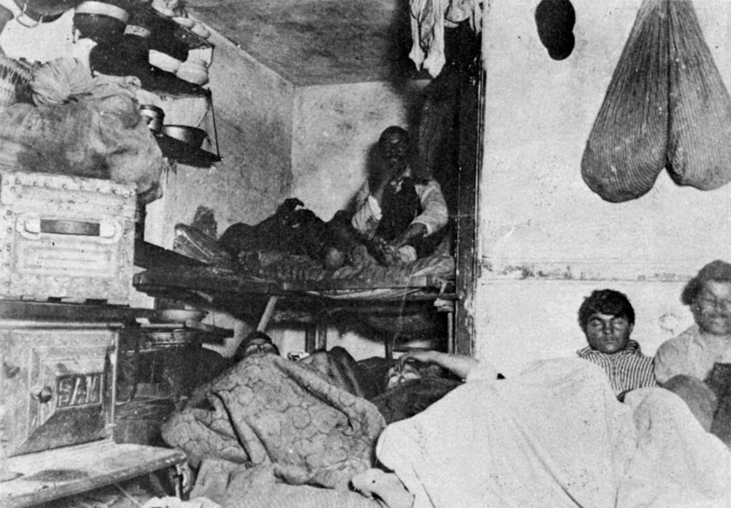 photographs, state two conditions of tenement life.