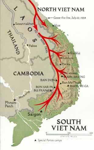 The Ho Chi Minh Trail Ho Chi Minh Trail- a network of roads, paths, and bridges that wound from North