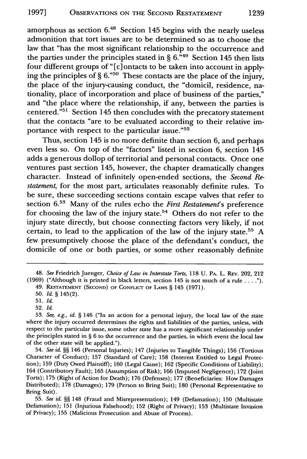 1997] OBSERVATIONS ON THE SECOND RESTATEMENT 1239 amorphous as section 6.