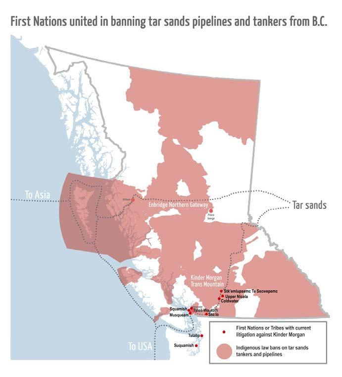 BRIEF ON LEGAL RISKS FOR TRANS MOUNTAIN EXPANSION 6 The map below illustrates the territories in BC covered by the Save the Fraser Declaration, with an overlay of First Nations currently litigating