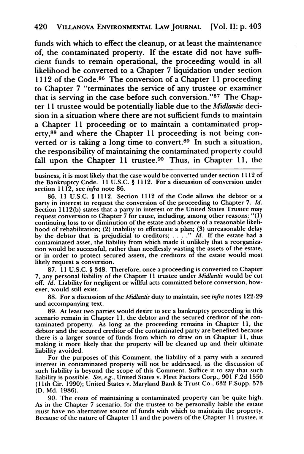 Villanova Environmental Law Journal, Vol. 2, Iss. 2 [1991], Art. 5 420 VILLANOVA ENVIRONMENTAL LAW JOURNAL [Vol. II: p.