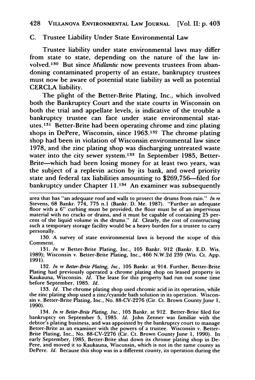 Villanova Environmental Law Journal, Vol. 2, Iss. 2 [1991], Art. 5 428 VILLANOVA ENVIRONMENTAL LAW JOURNAL [Vol. II: p. 403 C.