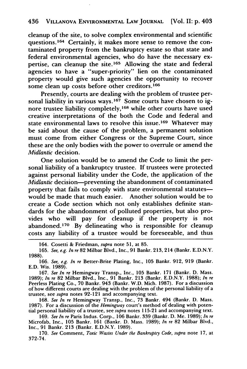 Villanova Environmental Law Journal, Vol. 2, Iss. 2 [1991], Art. 5 436 VILLANOVA ENVIRONMENTAL LAW JOURNAL [Vol. II: p.