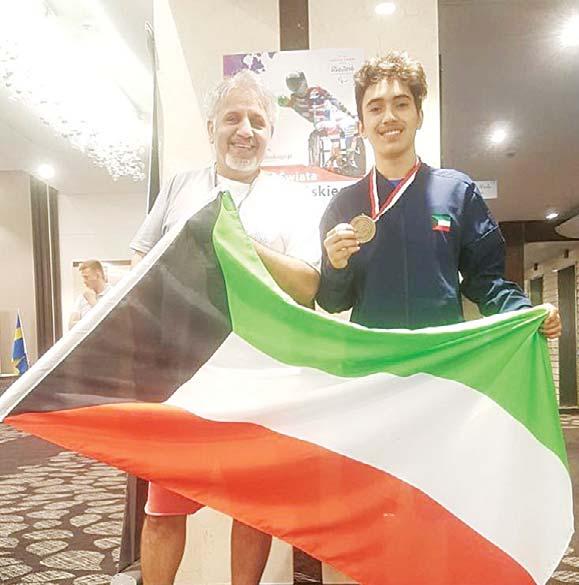 SPORTS 42 Favourites keep powder ahead of gruelling mountain stage Calmejane avoids catastrophe to win maiden Tour stage Abdullah Al-Khalidi displays his medal and national fl ag as an offi cial