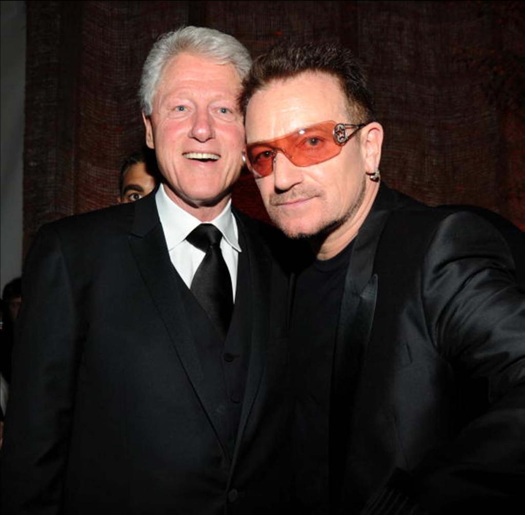 President Bill Clinton and Bono of U2 attend the American Ireland Fund Gala at Lincoln