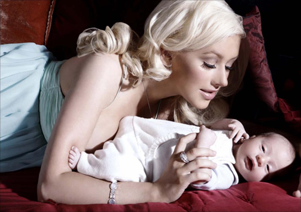 Christina Aguilera poses with her son Max Liron Bratman on February 9, 2008 in