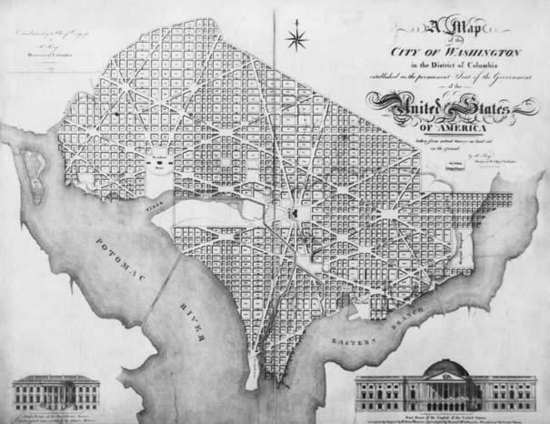 20 THE HISTORY OF THE DEMOCRATIC PARTY Thomas Jefferson was the fi rst president to be inaugurated in Washington, D.C. Above is a map of the city as it looked in the early 1800s.