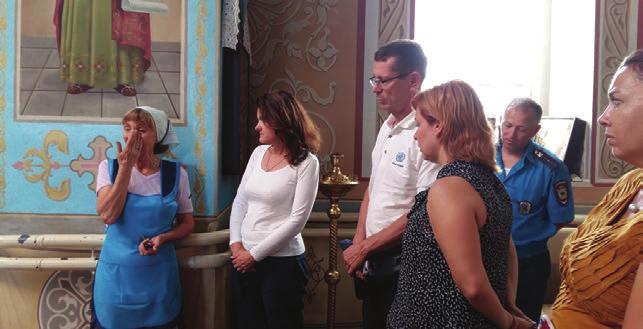 The Assistant Secretary-General for Human Rights visits a church in the Luhansk region which was damaged during shelling in 2014.