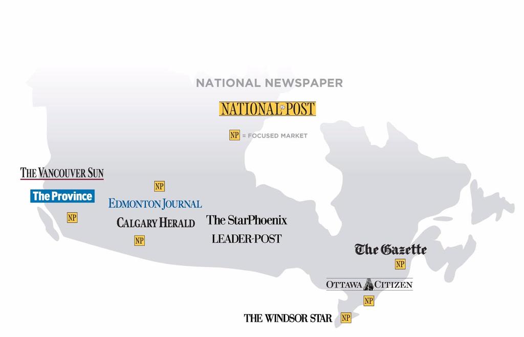 FP Network: By taking advantage of the Postmedia Network of major metro daily newspaper print editions and websites, Financial Post content can be extended into local markets across the country