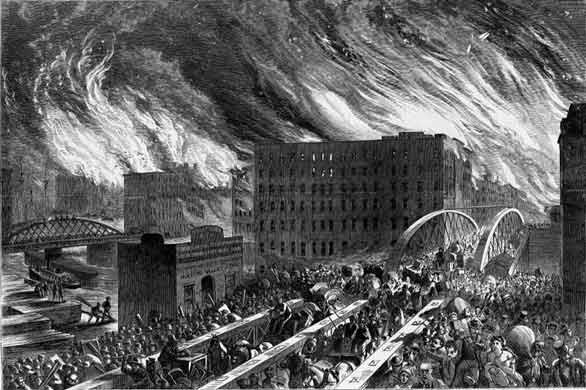 URBAN PROBLEMS CONTINUED Harper s Weekly image of Chicagoans fleeing the fire over the Randolph Street bridge in 1871 Transportation: Cities struggled to provide adequate transit systems Water: